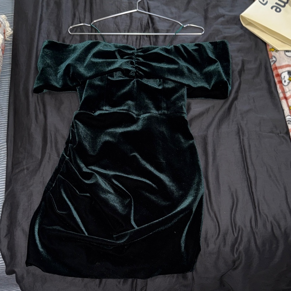 NICHOLAS Green Velvet Strapless Dress